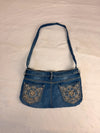 Sac à main en jean design unique fait main upcyclé retravaillé taille unique n•927