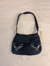 Sac à main en jean design unique fait main upcyclé retravaillé taille unique n•928