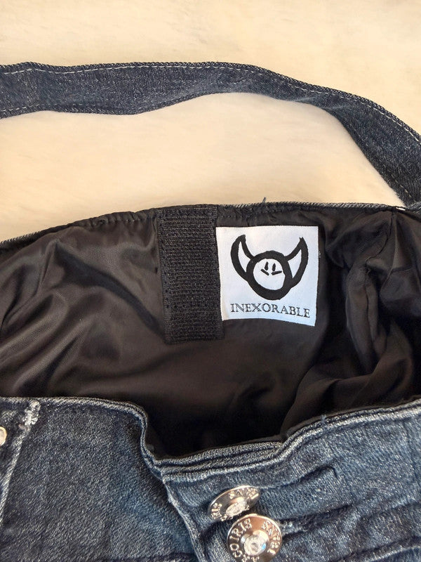 Sac à main en jean design unique fait main upcyclé retravaillé taille unique n•928