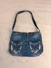 Sac à main en jean design unique fait main upcyclé retravaillé taille unique n•929