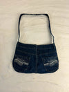 Sac à main en jean design unique fait main upcyclé retravaillé taille unique n•930