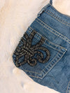 Sac à main en jean design unique fait main upcyclé retravaillé taille unique n•931