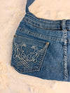 Sac à main en jean design unique fait main upcyclé retravaillé taille unique n•933