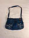 Sac à main en jean design unique fait main upcyclé retravaillé taille unique n•934