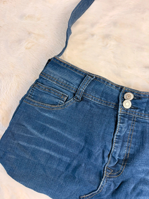 Sac à main en jean design unique fait main upcyclé retravaillé taille unique n•934