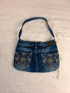 Sac à main en jean design unique fait main upcyclé retravaillé taille unique n•935