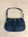 Sac à main en jean design unique fait main upcyclé retravaillé taille unique n•939