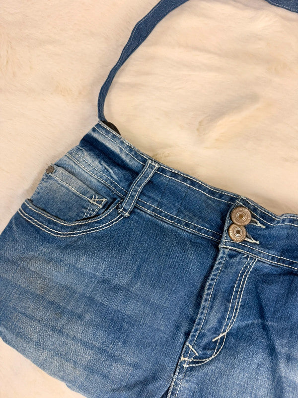 Sac à main en jean design unique fait main upcyclé retravaillé taille unique n•940