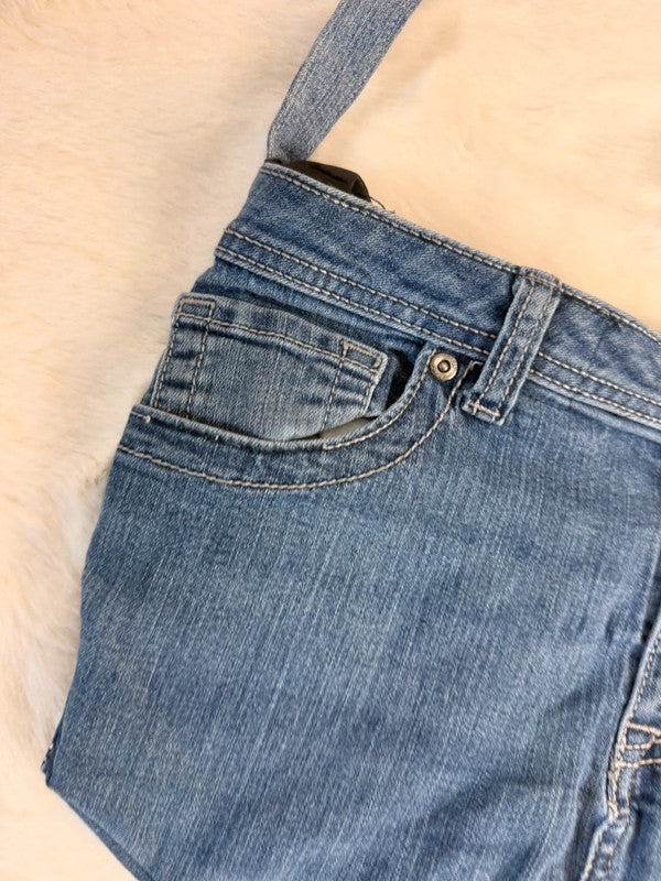 Sac à main en jean design unique fait main upcyclé retravaillé taille unique n•942