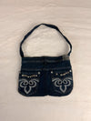 Sac à main en jean design unique fait main upcyclé retravaillé taille unique n•944