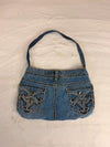 Sac à main en jean design unique fait main upcyclé retravaillé taille unique n•945