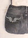 Sac à main en jean design unique fait main upcyclé retravaillé taille unique n•947