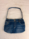 Sac à main en jean design unique fait main upcyclé retravaillé taille unique n•948