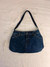 Sac à main en jean design unique fait main upcyclé retravaillé taille unique n•952