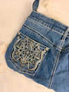 Sac à main en jean design unique fait main upcyclé retravaillé taille unique n•955