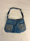 Sac à main en jean design unique fait main upcyclé retravaillé taille unique n•955