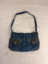 Sac à main en jean design unique fait main upcyclé retravaillé taille unique n•956