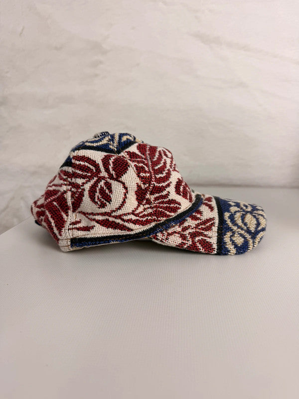 Casquette en tapisserie unisexe unique fait main upcyclé retravaillé et tissé taille unique n•963