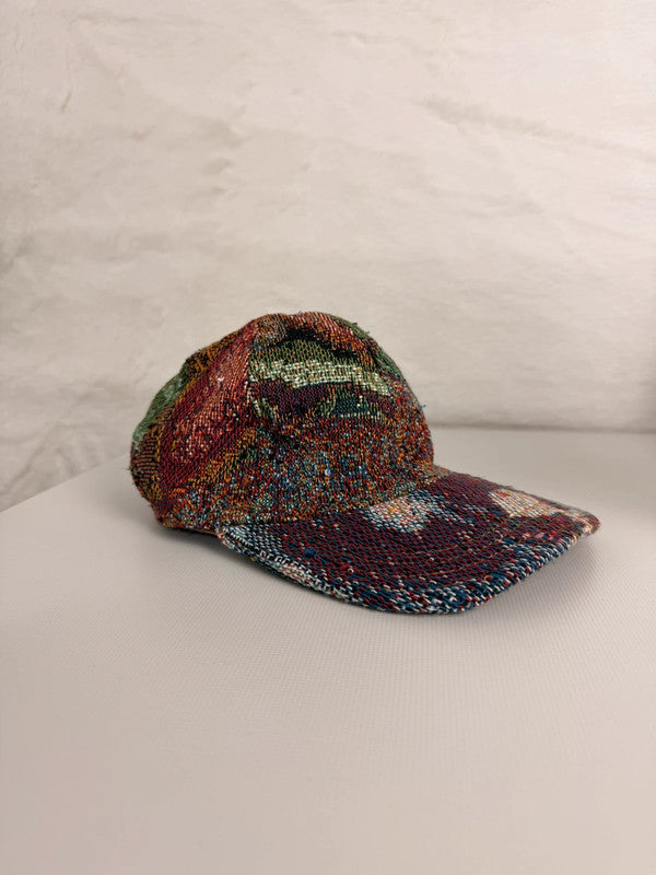 Casquette en tapisserie unisexe unique fait main upcyclé retravaillé et tissé taille unique n•964