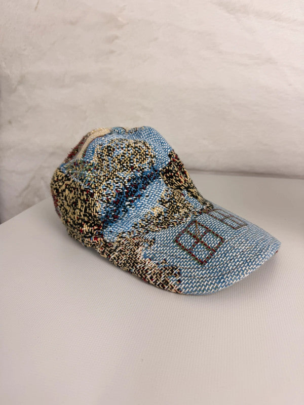 Casquette en tapisserie unisexe unique fait main upcyclé retravaillé et tissé taille unique n•966