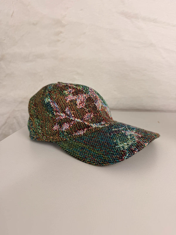 Casquette en tapisserie unisexe unique fait main upcyclé retravaillé et tissé taille unique n•968