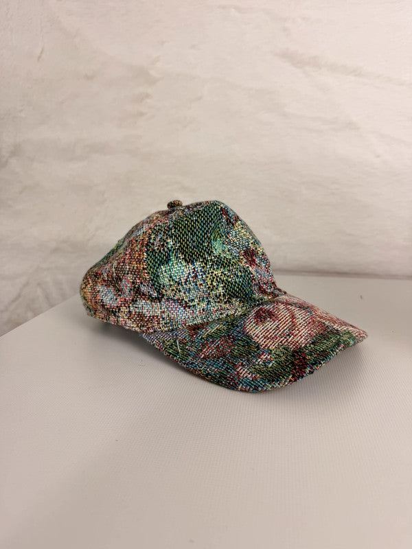 Casquette en tapisserie unisexe unique fait main upcyclé retravaillé et tissé taille unique n•970
