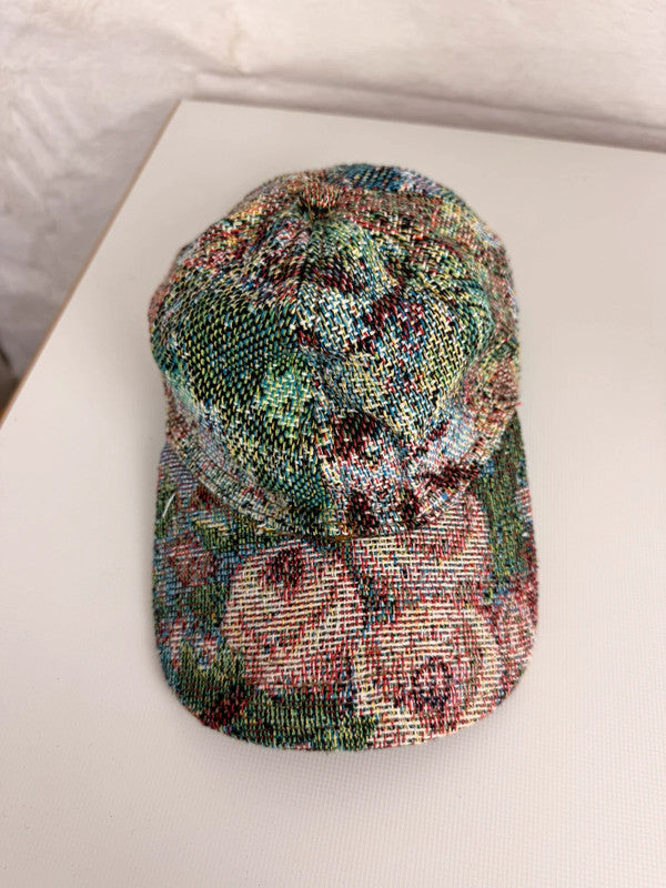 Casquette en tapisserie unisexe unique fait main upcyclé retravaillé et tissé taille unique n•970