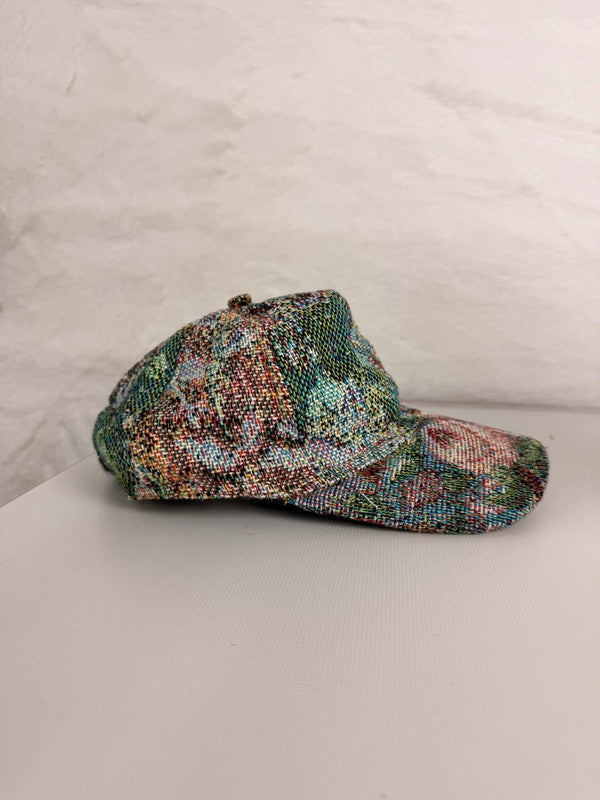 Casquette en tapisserie unisexe unique fait main upcyclé retravaillé et tissé taille unique n•970