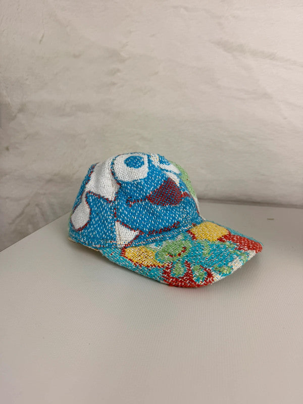 Casquette en tapisserie unisexe unique fait main upcyclé retravaillé et tissé taille unique n•972