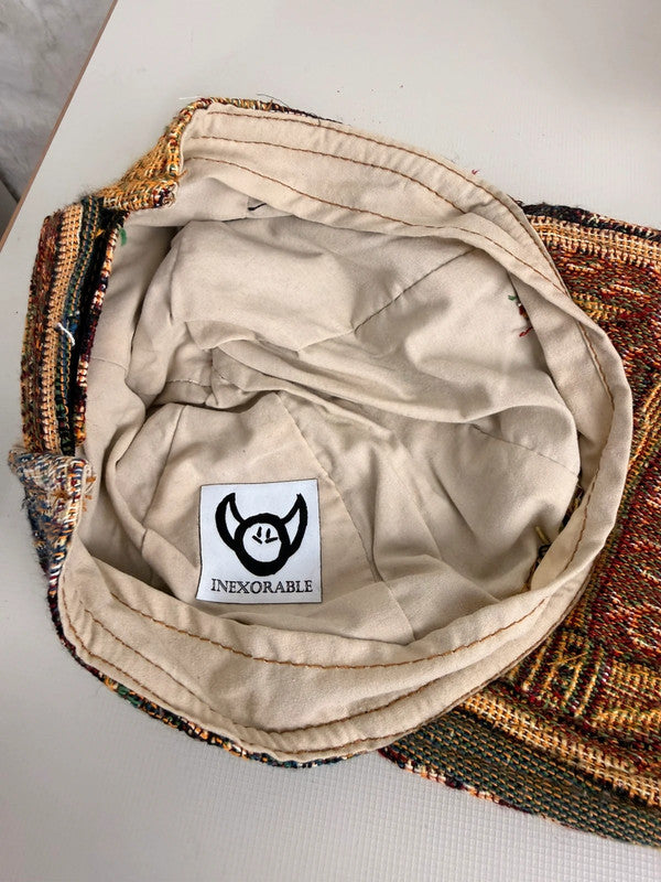 Casquette en tapisserie unisexe unique fait main upcyclé retravaillé et tissé taille unique n•975