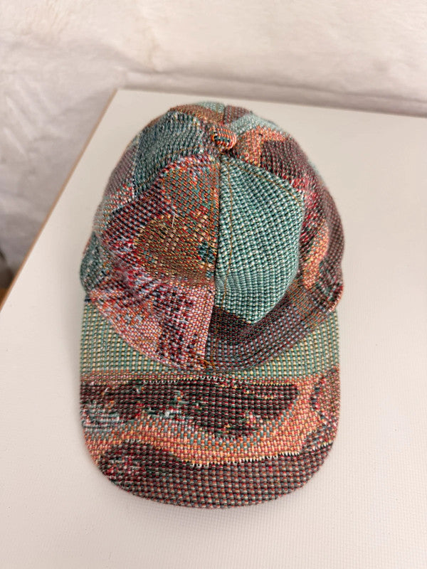 Casquette en tapisserie unisexe unique fait main upcyclé retravaillé et tissé taille unique  n•976
