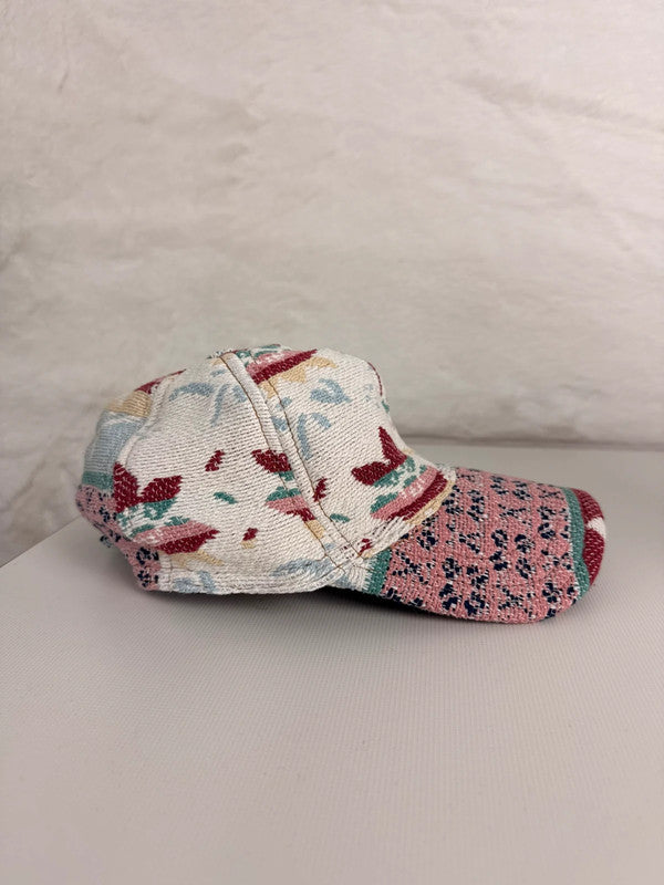 Casquette en tapisserie unisexe unique fait main upcyclé retravaillé et tissé taille unique n•979