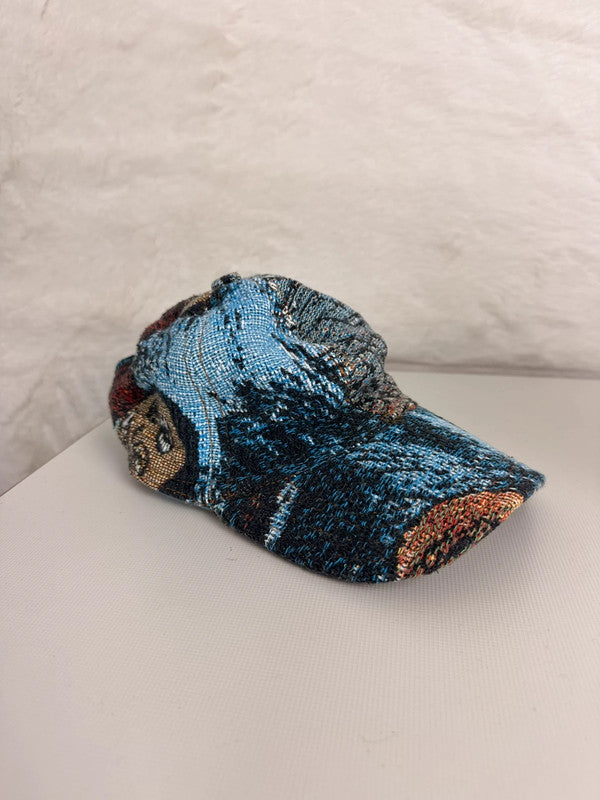 Casquette en tapisserie unisexe unique fait main upcyclé retravaillé et tissé taille unique n•982