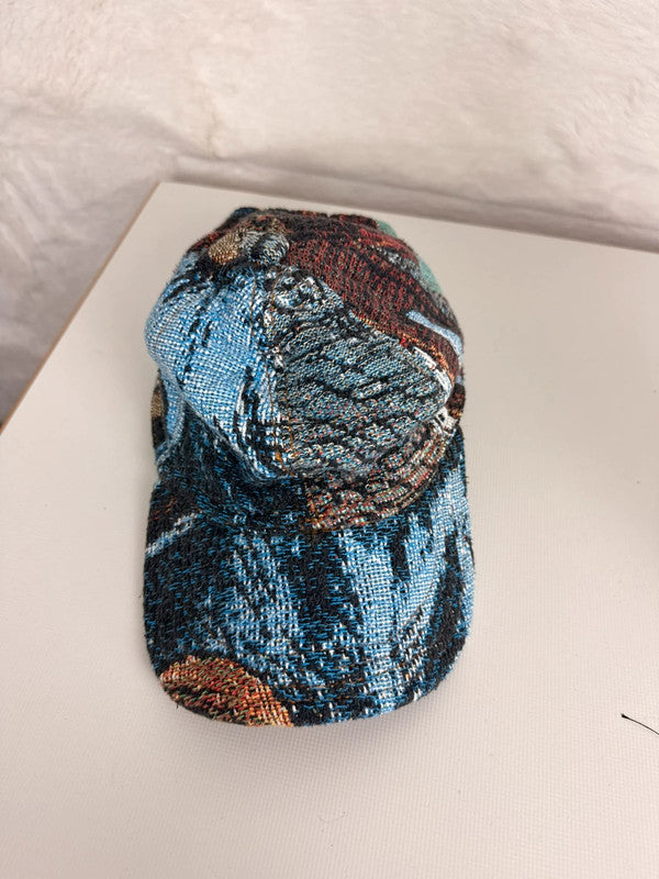 Casquette en tapisserie unisexe unique fait main upcyclé retravaillé et tissé taille unique n•982