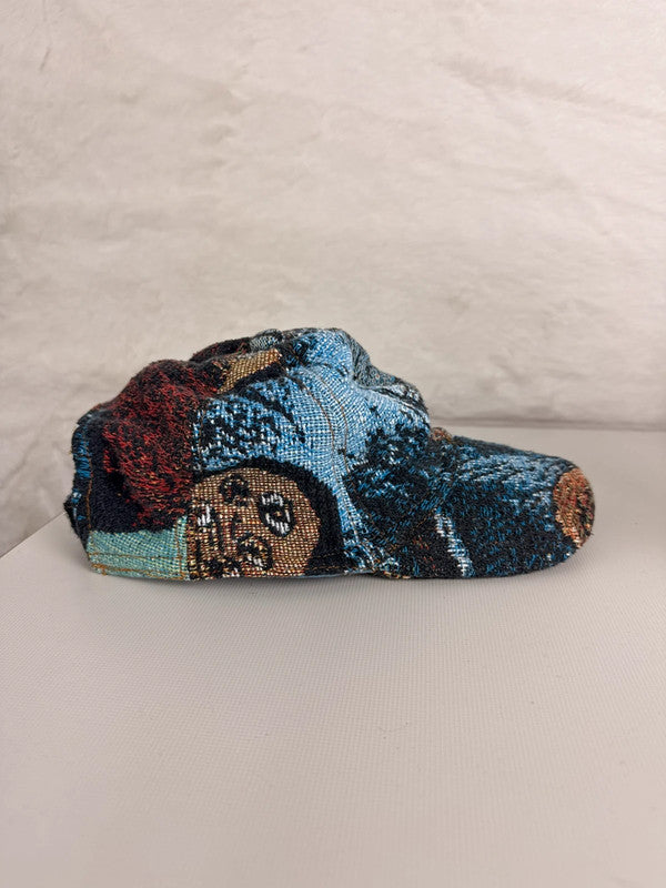 Casquette en tapisserie unisexe unique fait main upcyclé retravaillé et tissé taille unique n•982
