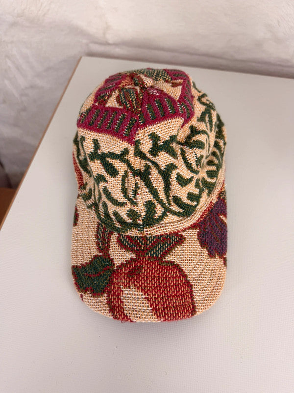 Casquette en tapisserie unisexe unique fait main upcyclé retravaillé et tissé taille unique n•986