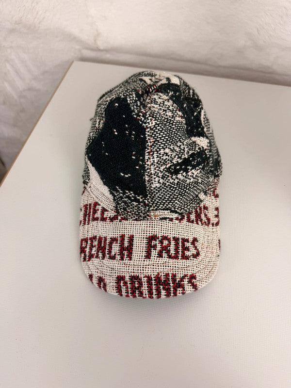 Casquette en tapisserie unisexe unique fait main upcyclé retravaillé et tissé taille unique n•987