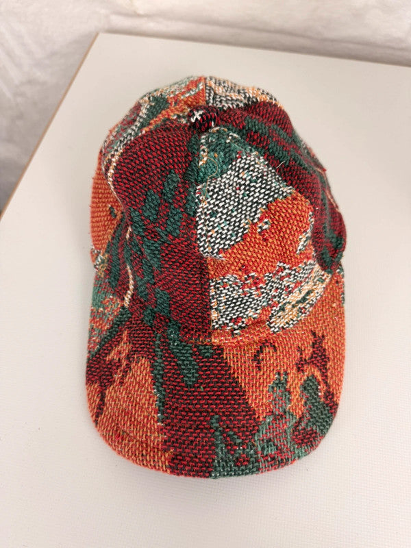 Casquette en tapisserie unisexe unique fait main upcyclé retravaillé et tissé taille unique n•989