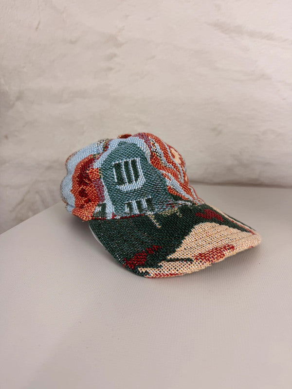 Casquette en tapisserie unisexe unique fait main upcyclé retravaillé et tissé taille unique n•990