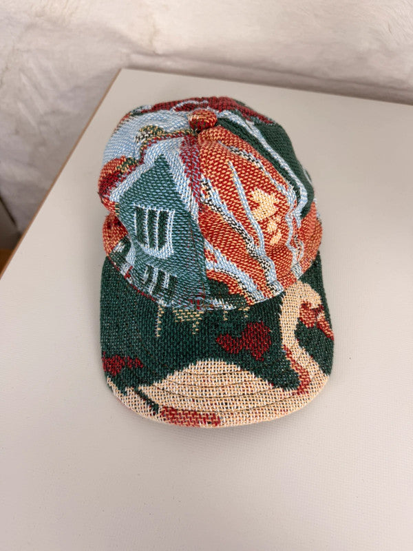 Casquette en tapisserie unisexe unique fait main upcyclé retravaillé et tissé taille unique n•990