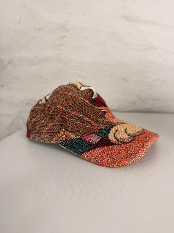 Casquette en tapisserie unisexe unique fait main upcyclé retravaillé et tissé taille unique n•991