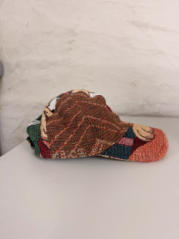 Casquette en tapisserie unisexe unique fait main upcyclé retravaillé et tissé taille unique n•991