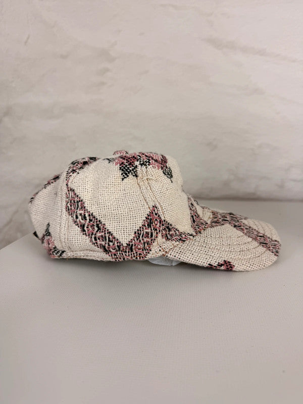 Casquette en tapisserie unisexe unique fait main upcyclé retravaillé et tissé taille unique n•994