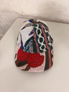 Casquette en tapisserie design unique fait main upcyclé retravaillé et tissé taille unique n•1032
