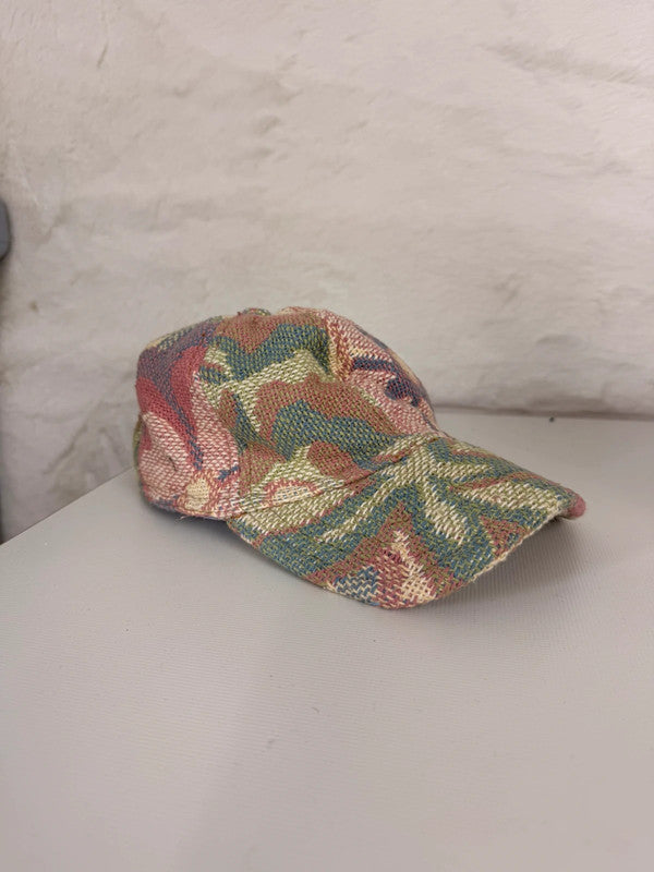 Casquette en tapisserie unisexe unique fait main upcyclé retravaillé et tissé taille unique n•1041