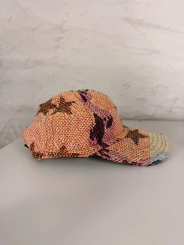 Casquette en tapisserie unisexe unique fait main upcyclé retravaillé et tissé taille unique n•1045