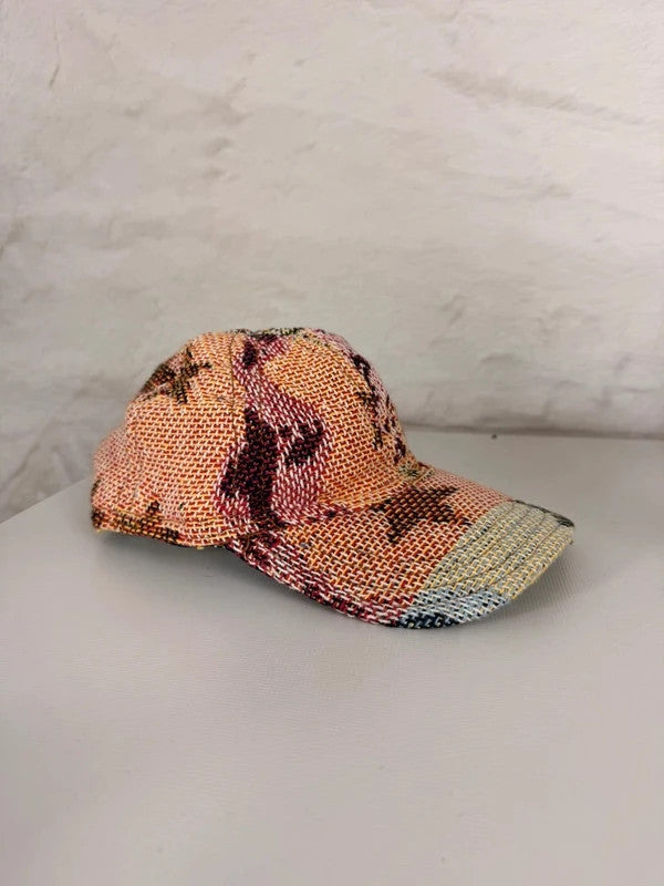 Casquette en tapisserie unisexe unique fait main upcyclé retravaillé et tissé taille unique n•1045