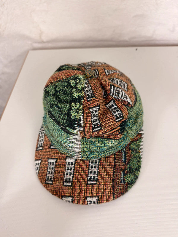 Casquette en tapisserie unisexe unique fait main upcyclé retravaillé et tissé taille unique n•1047