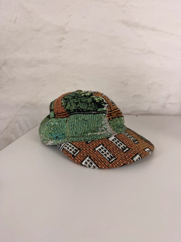 Casquette en tapisserie unisexe unique fait main upcyclé retravaillé et tissé taille unique n•1047