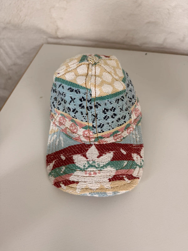 Casquette en tapisserie unisexe unique fait main upcyclé retravaillé et tissé taille unique n•1048